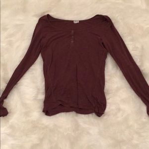 Maroon Half button up top